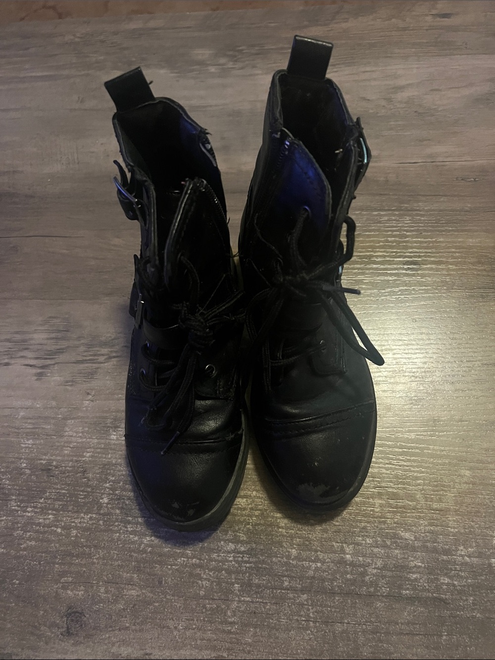 XOXO Black Girls' Lace-Up Combat Boots